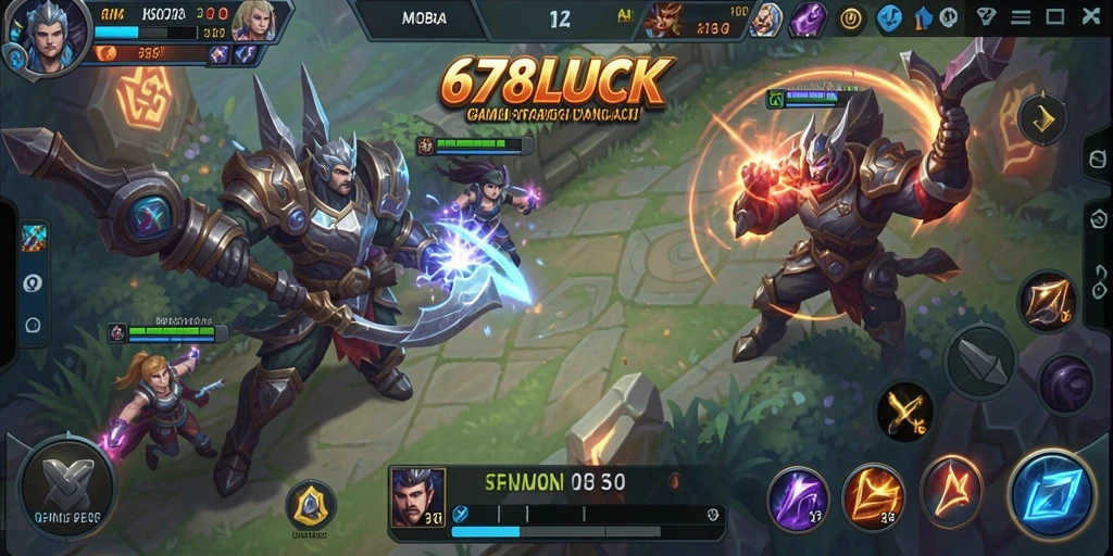 Tampilan gameplay seru dalam pertandingan MOBA 678LUCK.