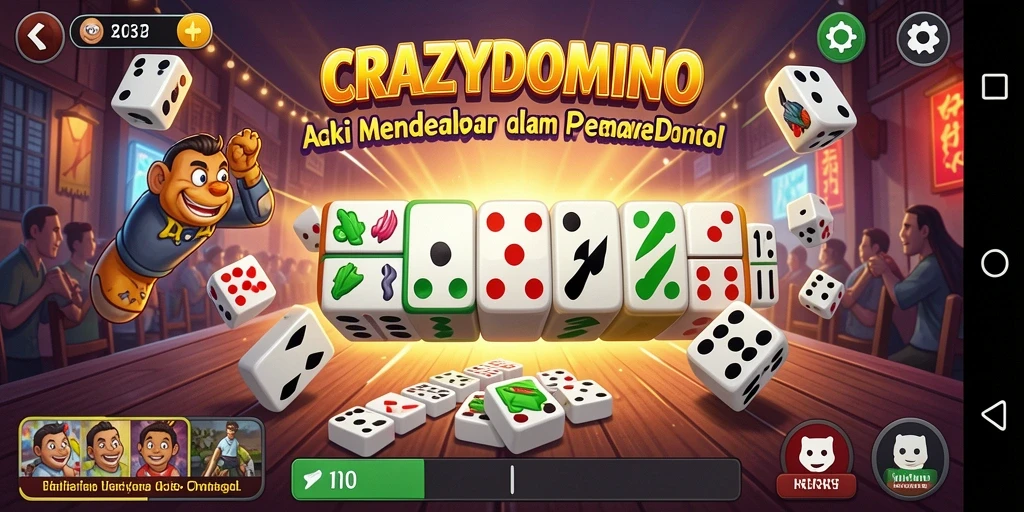 Tampilan aksi mendebarkan dalam permainan CRAZYDOMINO.