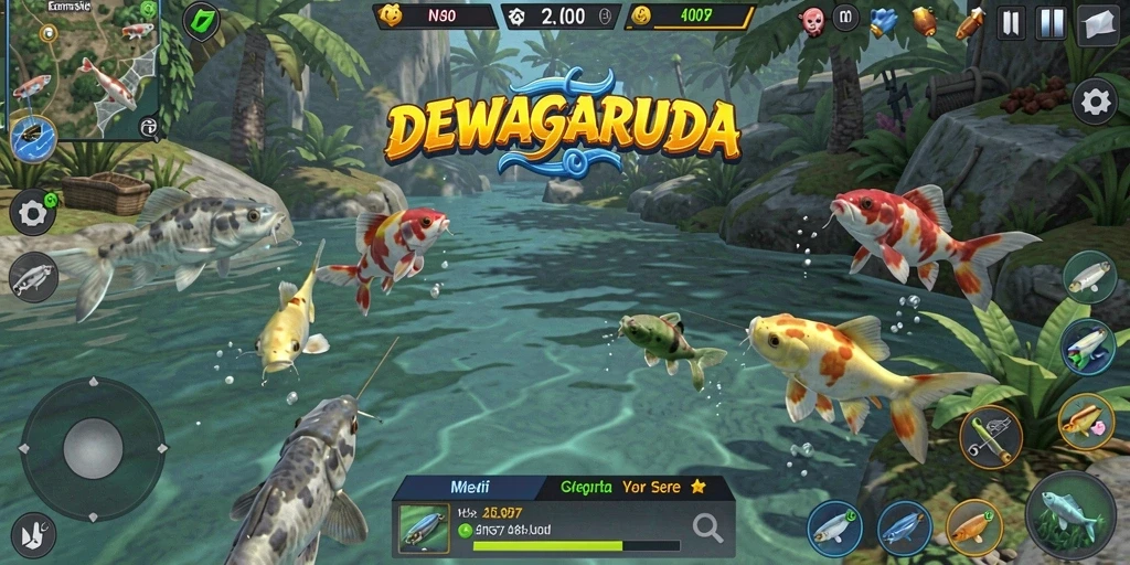 Screenshot DEWAGARUDA menampilkan pengalaman memancing yang mendebarkan.