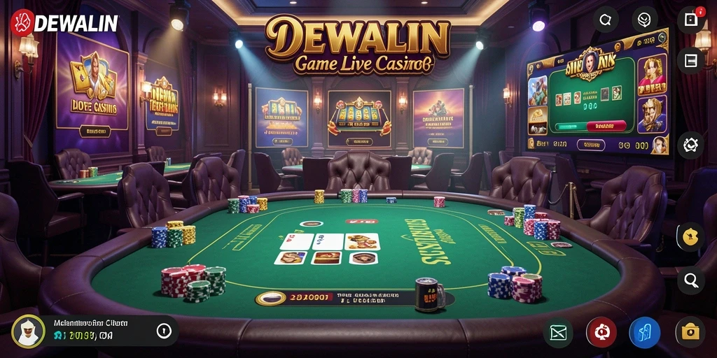 Screenshot gameplay DEWALIN dengan dealer langsung yang menarik perhatian.