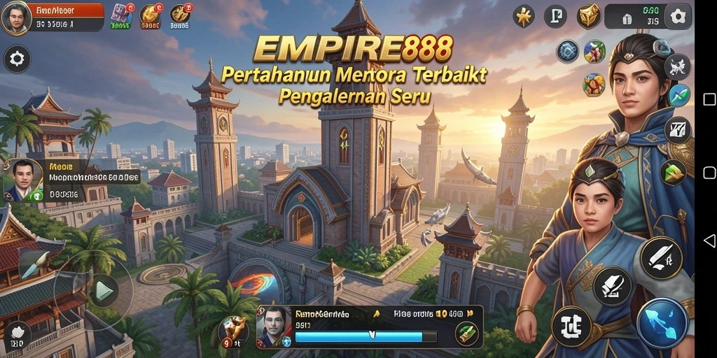 Screenshot gameplay EMPIRE88 yang menampilkan pertahanan menara yang epik.