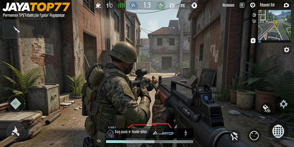 Screenshot gameplay JAYATOP77 menampilkan aksi tembak-menembak yang intens.