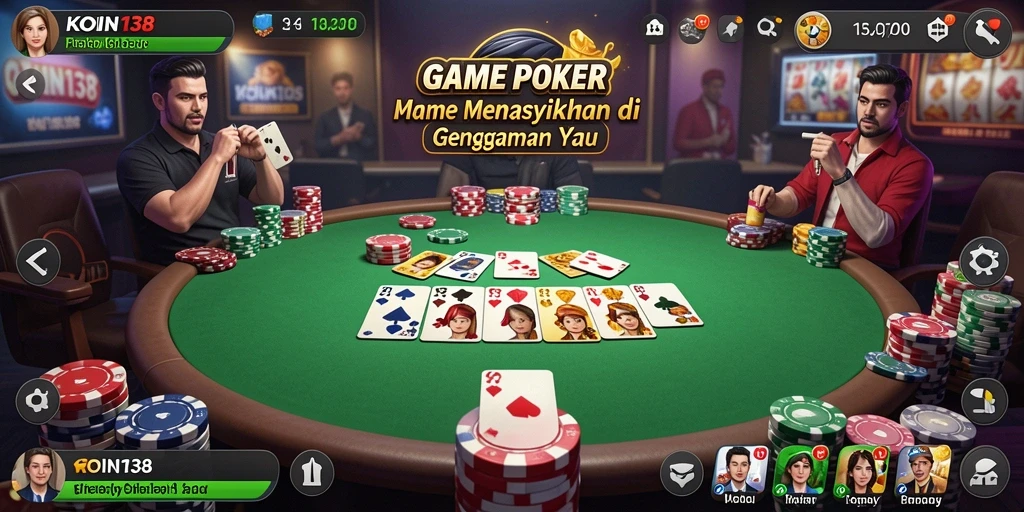Tampilan gameplay Poker di KOIN138 yang seru dan mendebarkan.