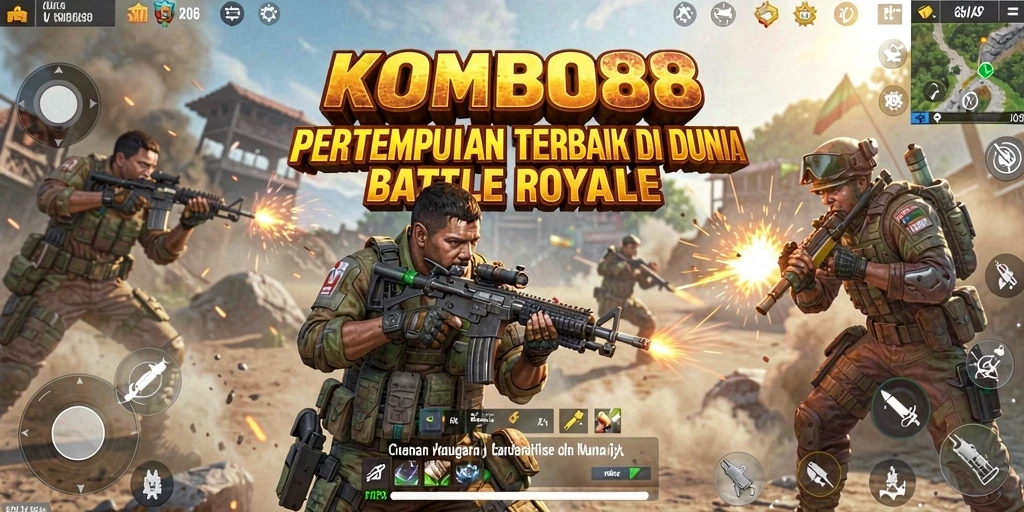 Screenshot gameplay KOMBO88 dengan aksi Battle Royale yang mendebarkan.