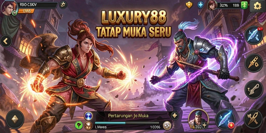 Tangkapan layar gameplay LUXURY88 menampilkan aksi pertarungan yang mendebarkan.