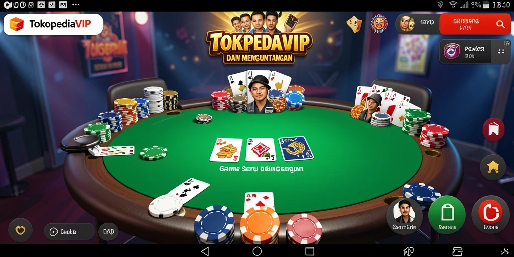 Screenshot TOKOPEDIAVIP menampilkan gameplay Poker yang realistis dan menarik.